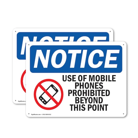 Signmission Use Of Mobile Phones Prohibited, 10 in W x Rectangle, Aluminum OS-2PACK-NS-A-710-L-18801